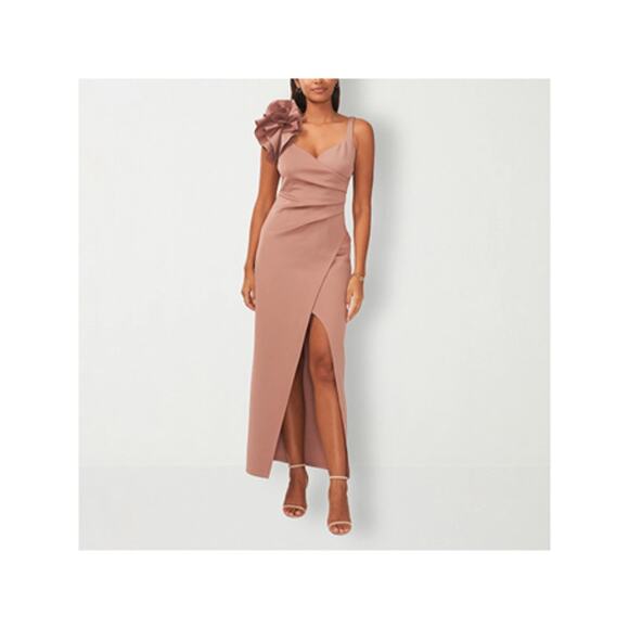 Sam And Jess Floral Applique Sleeveless Evening Gown - ACORN CHESTNUT Size 6 - Picture 15 of 15